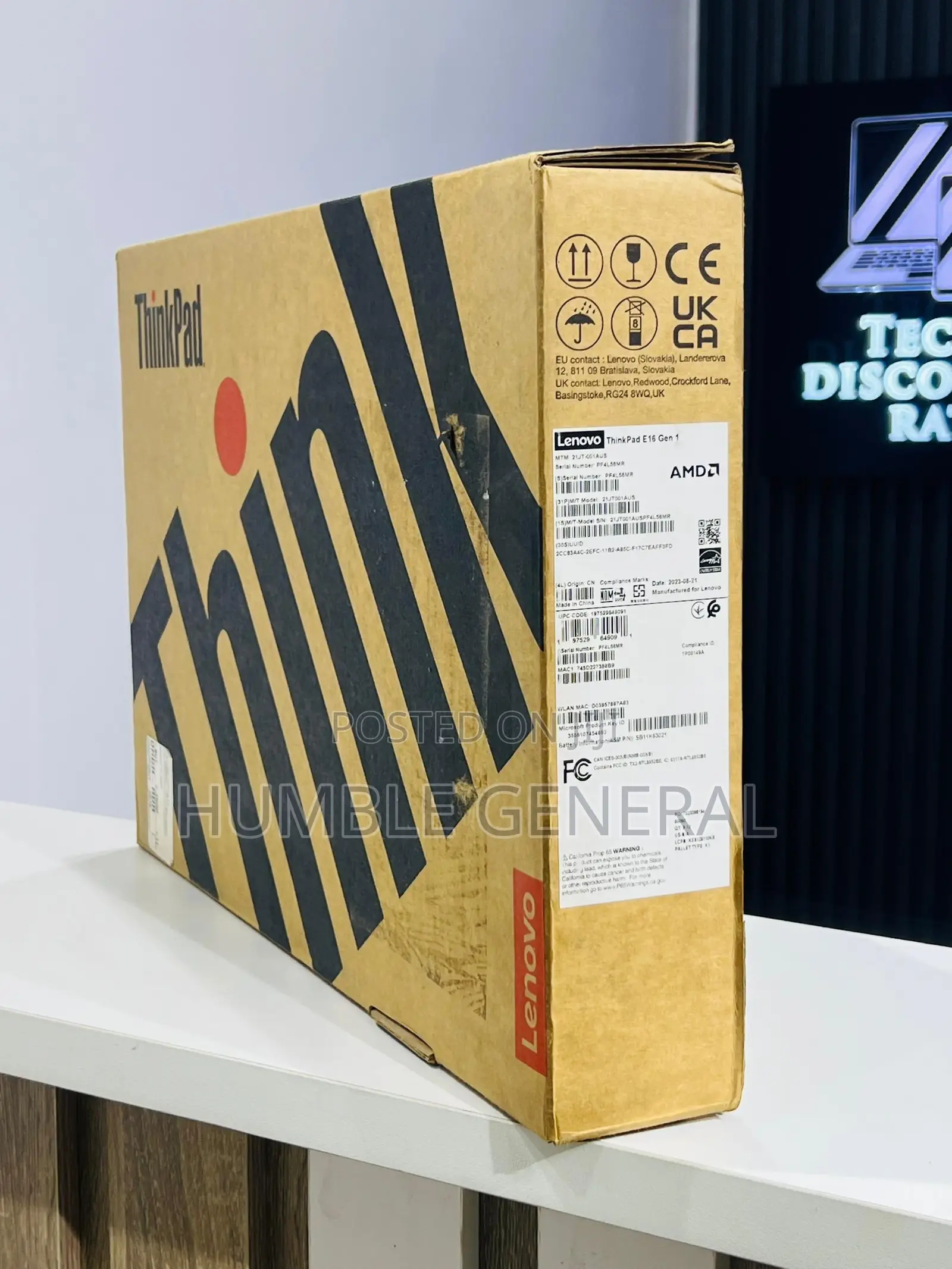 New Laptop Lenovo ThinkPad E16 G1 16GB AMD Ryzen 7 SSD 512GB
