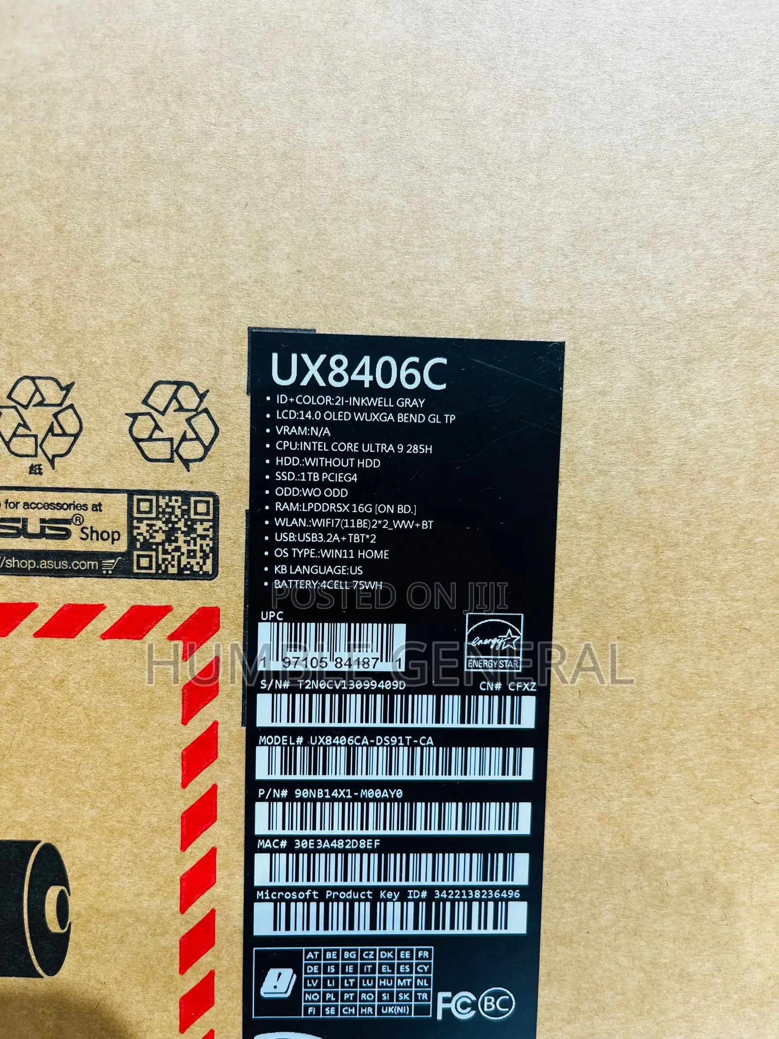 New Laptop Asus Zenbook Duo 14 16GB Intel Core Ultra 9 SSD 1T
