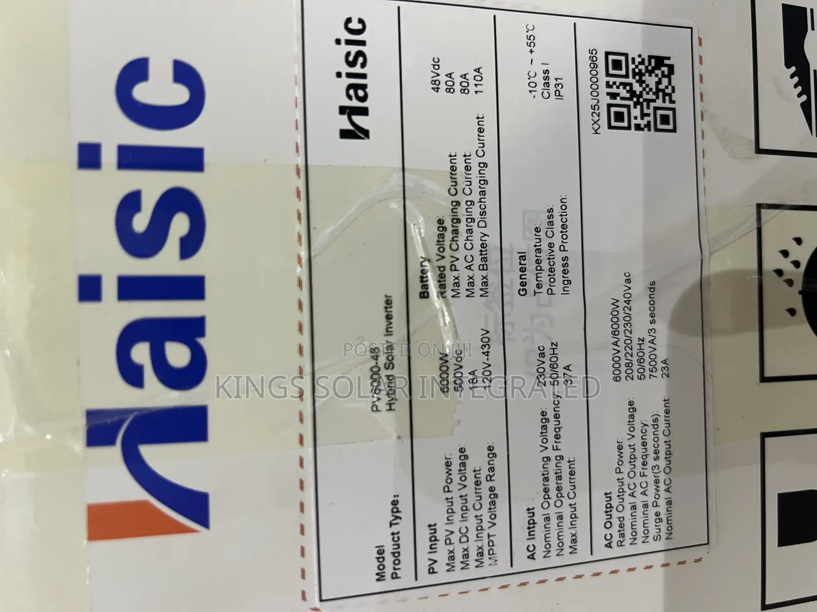 6kva Haisic Hybrid Inverter