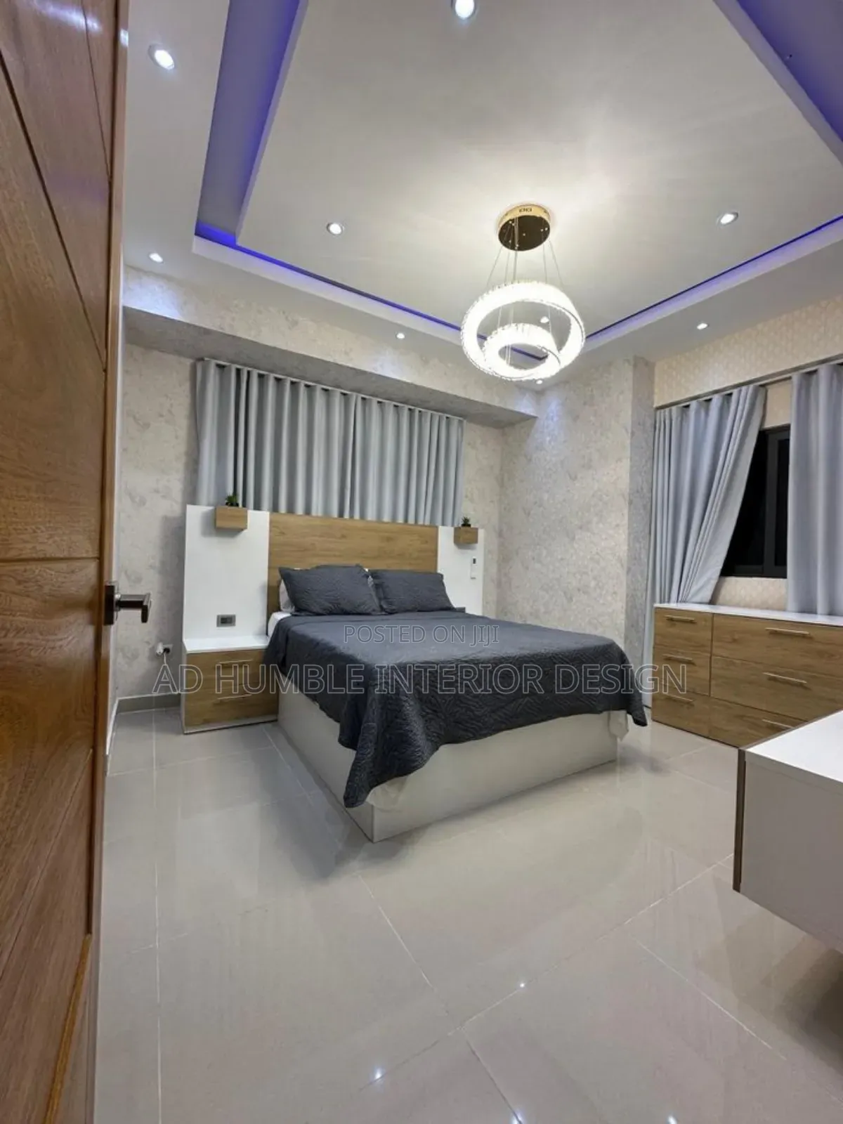 Wooden Bedframe With Bedside