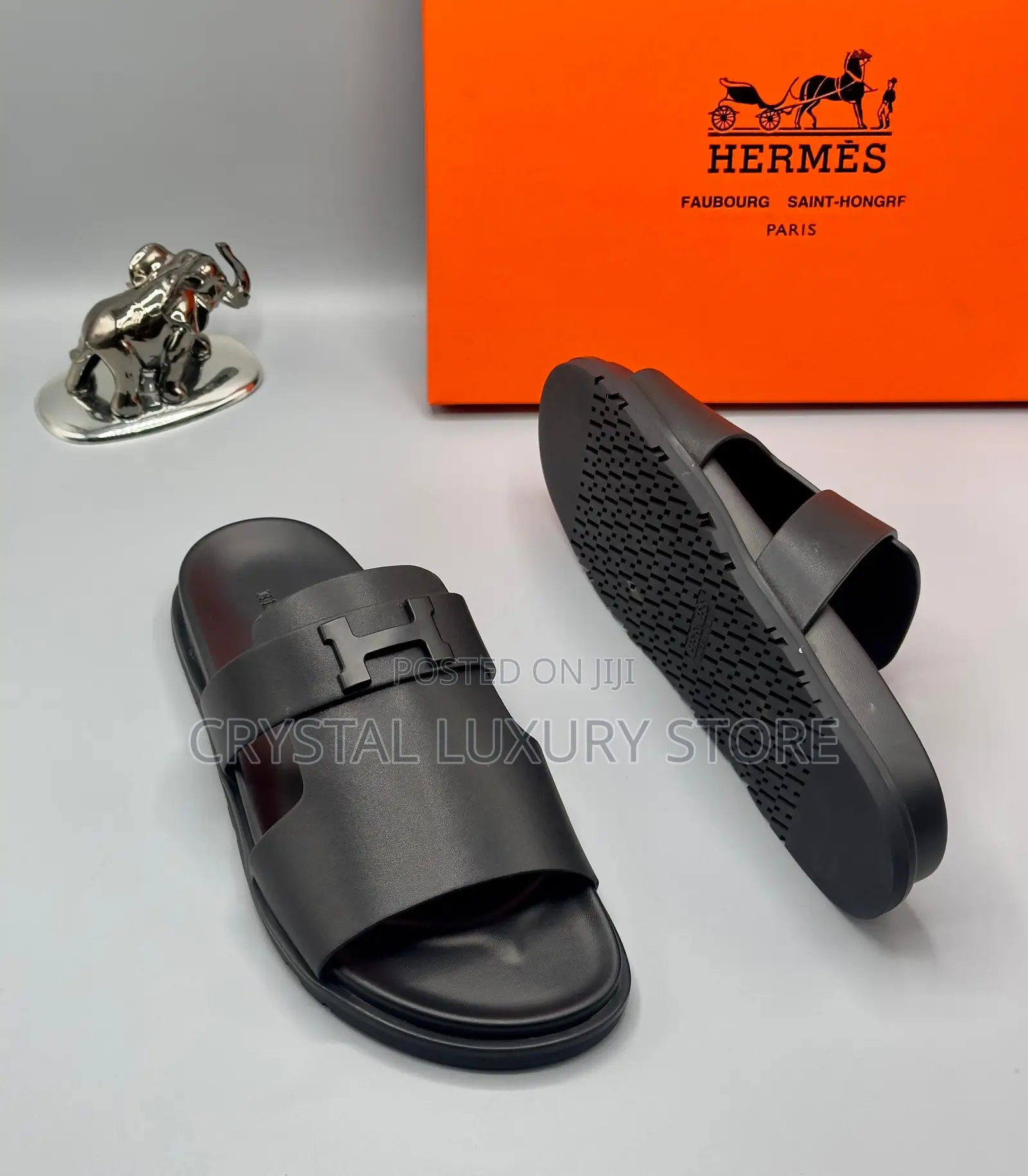 Hermes Quality Luxury Men Genuine Leather Sandals