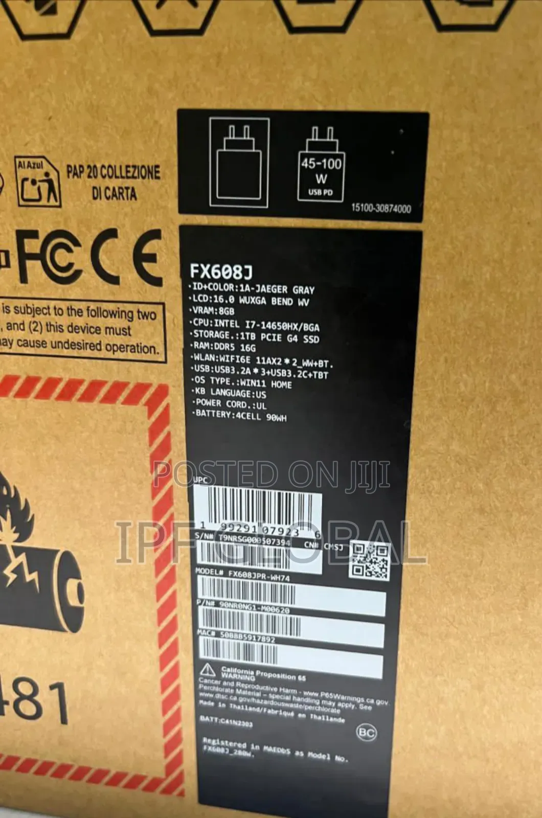New Laptop Asus TUF Gaming F16 16GB Intel Core i7 SSD 1T
