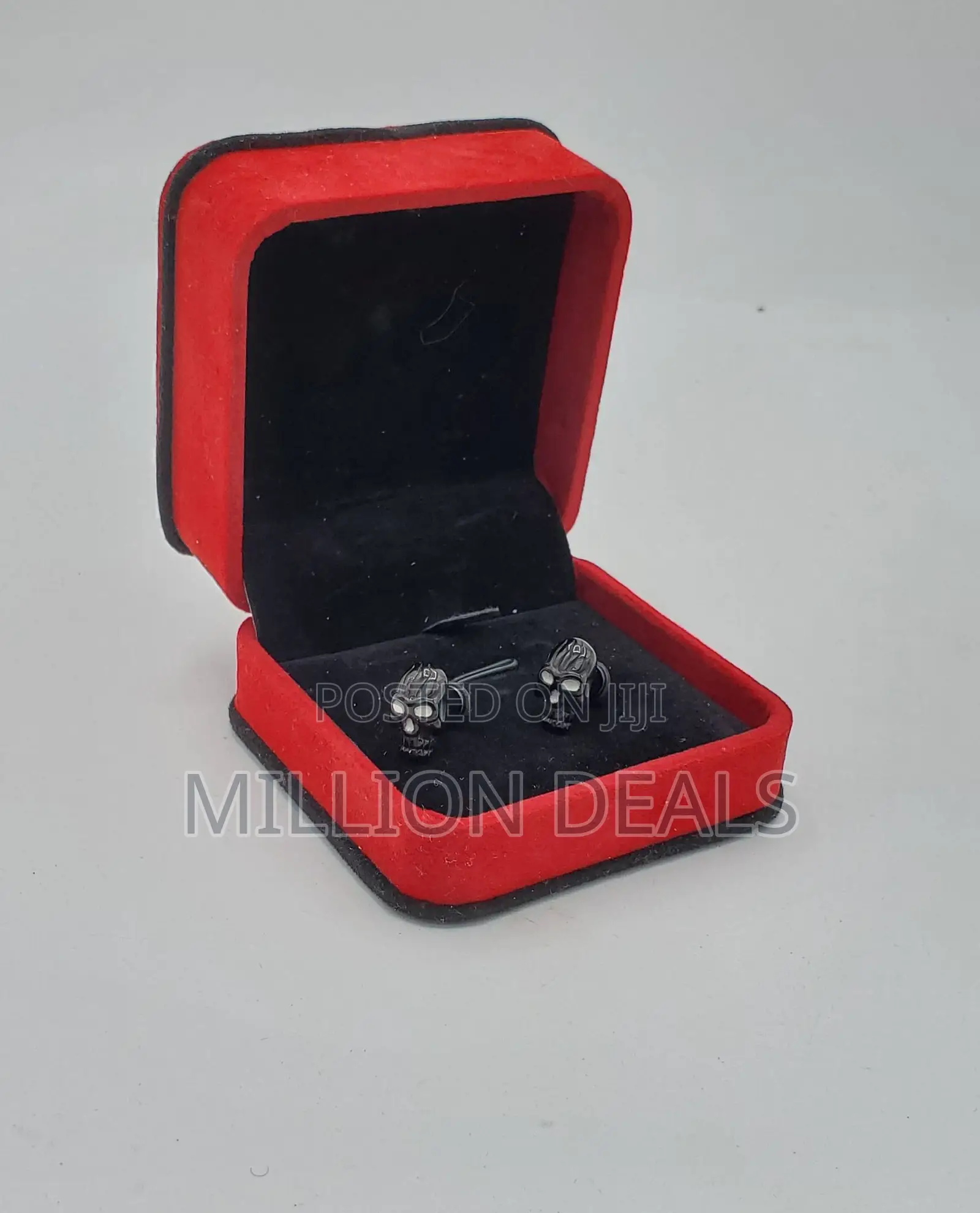 Hoop Trendy Skull Inspires Men's Earrings Black