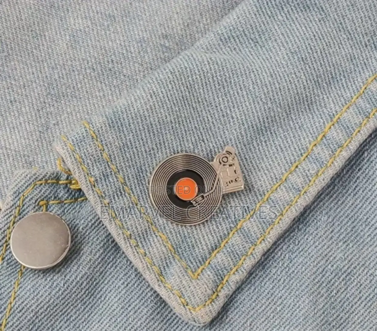 1pc Vintage Vinyl Record Player Enamel Pin, Retro Alloy Brooch Badge