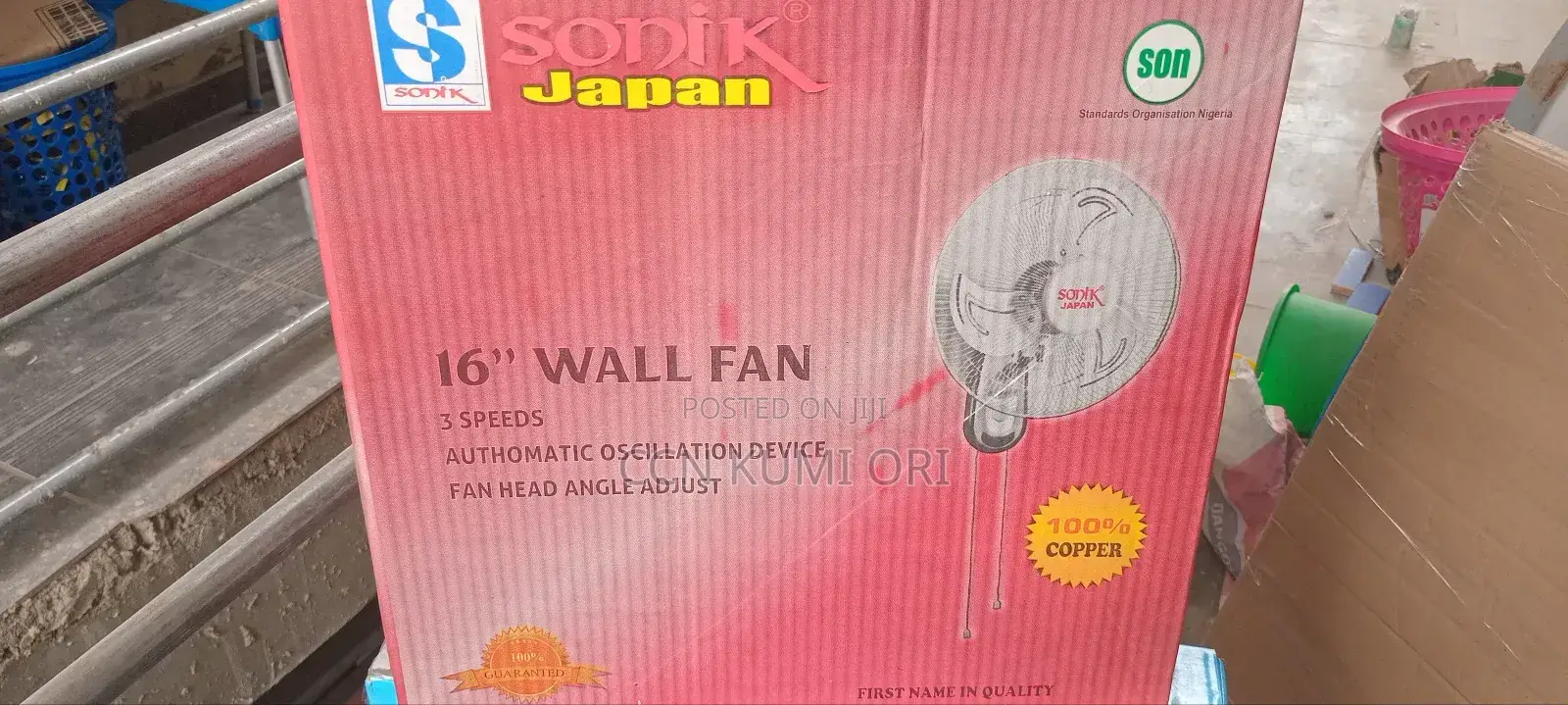 Sonic Japan 16-Inch Wall Fan, 3 Speed Blades.