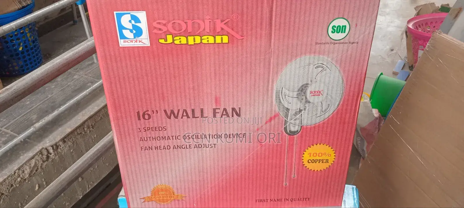 Sonic Japan 16-Inch Wall Fan, 3 Speed Blades.