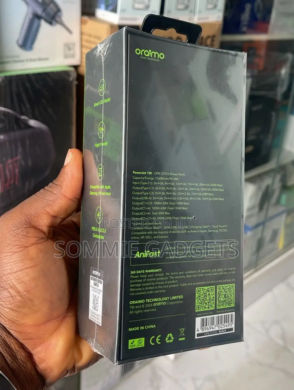 Oraimo 27600mah Powerbank(130w Ultra Fast