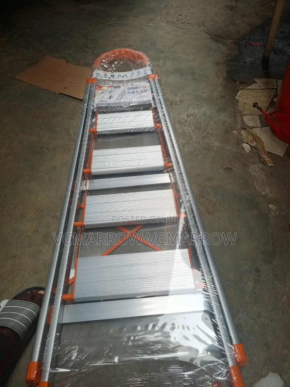 5 Step Orange Aluminum Ladder