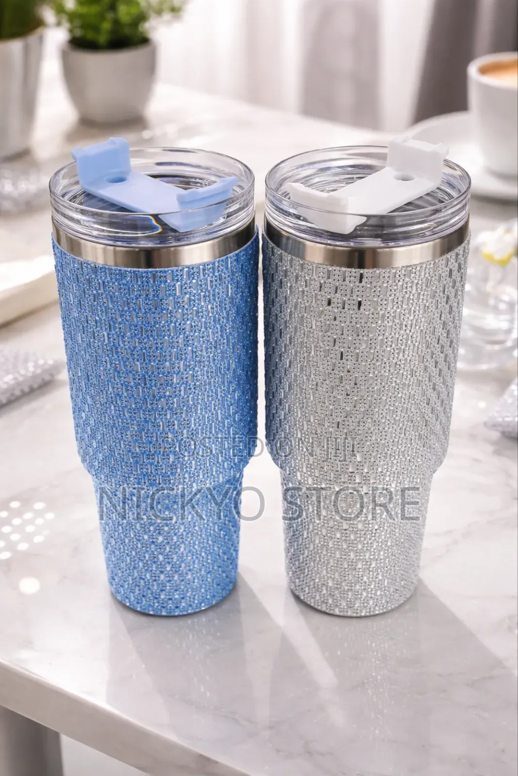 Luxury Rhinestone Stainless Steel Tumbler (With Lid Straw Slot)