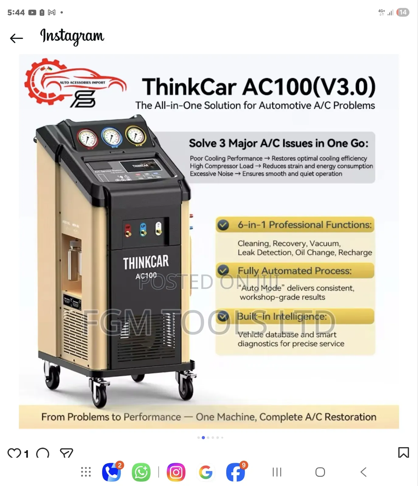 Thinkcar Ac100 V3.0 Air Conditioner Machine