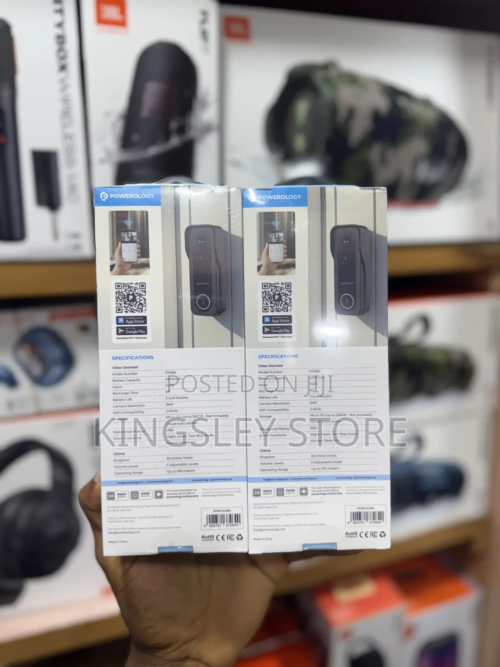 Powerology Smart Doorbell Camera - Black