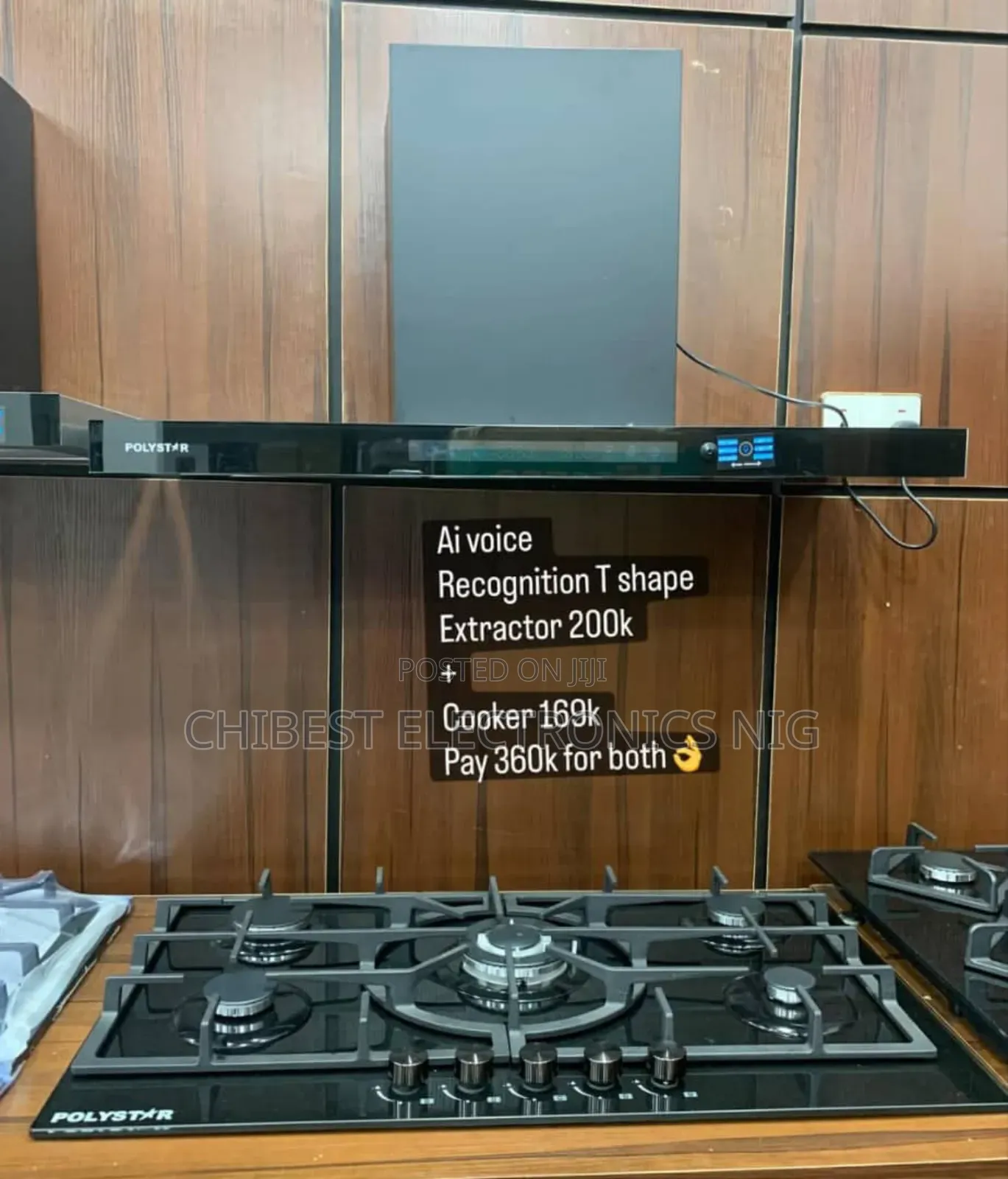 Original Polystar Built-in Gas Cooker Voice Command Heat Extractor