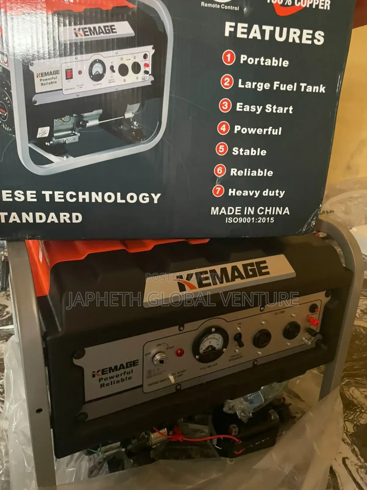 Kemage Generator 5.5kva 100% Copper Coil