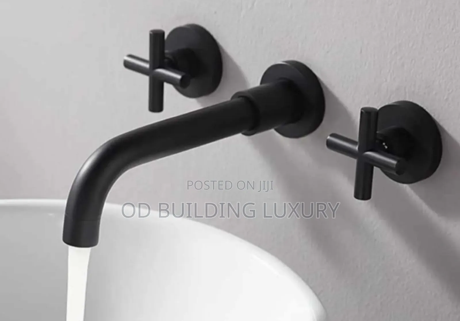 Conduit Black Wall-Mounted Mixer Sink Faucet With Dual Cross-Handles,