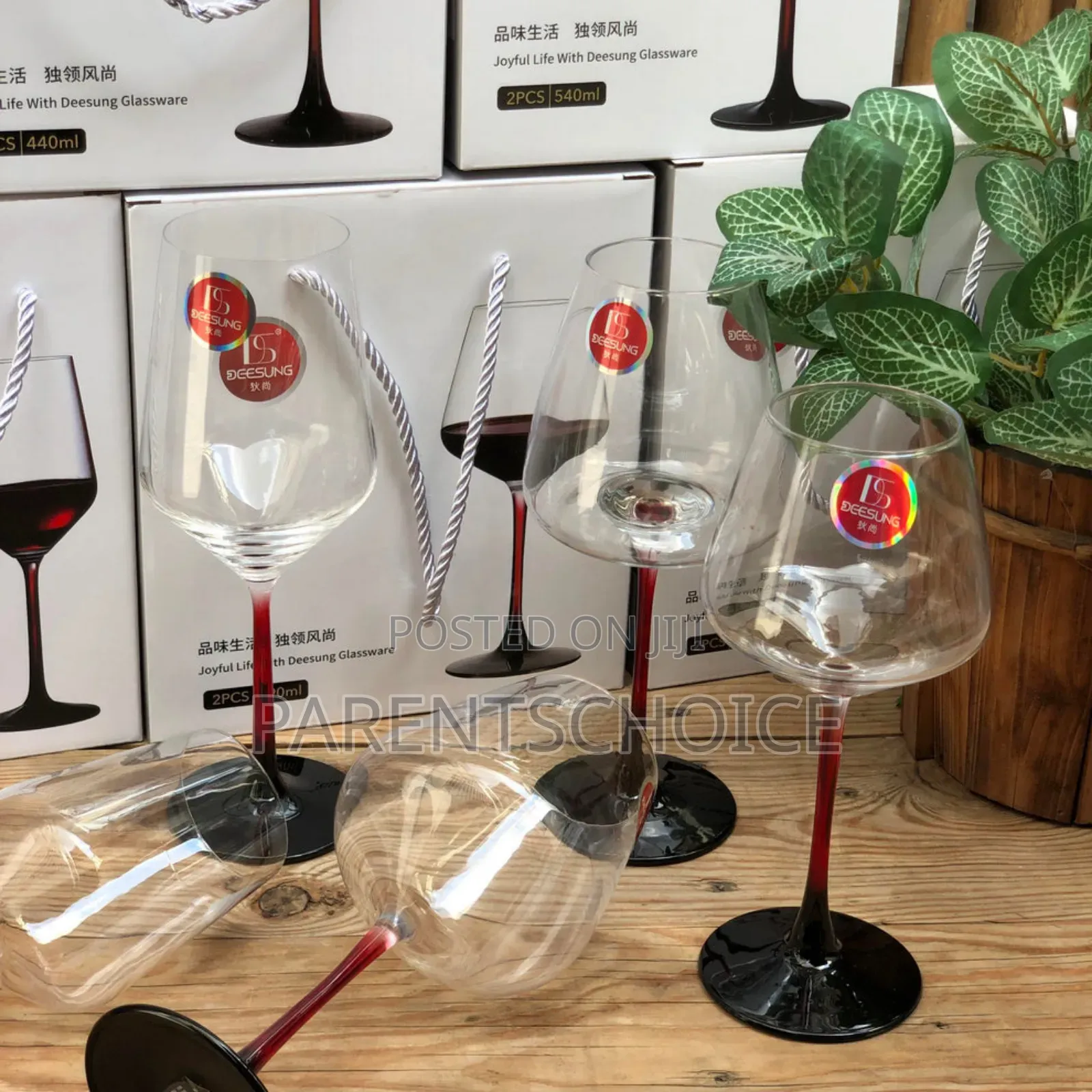 Goblet Clear Wine Glass Cup - 6pcs
