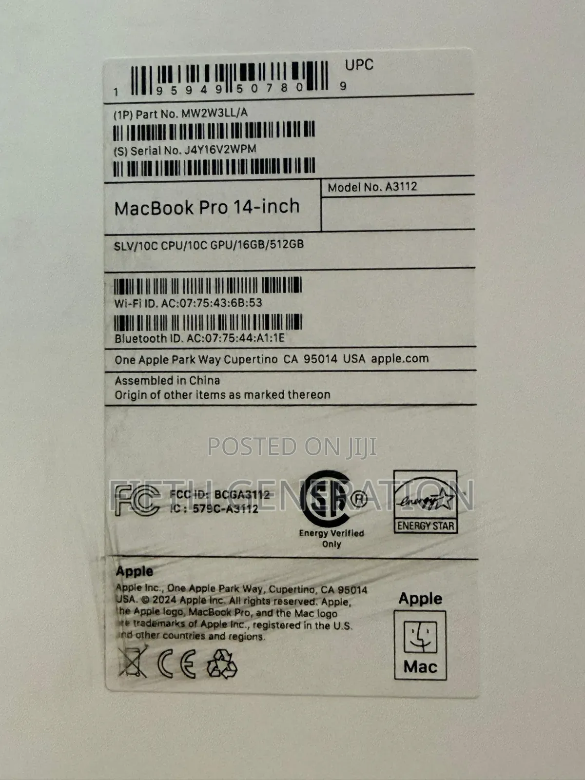 New Laptop Apple MacBook Pro 2025 M5 16GB Apple M5 SSD 512GB