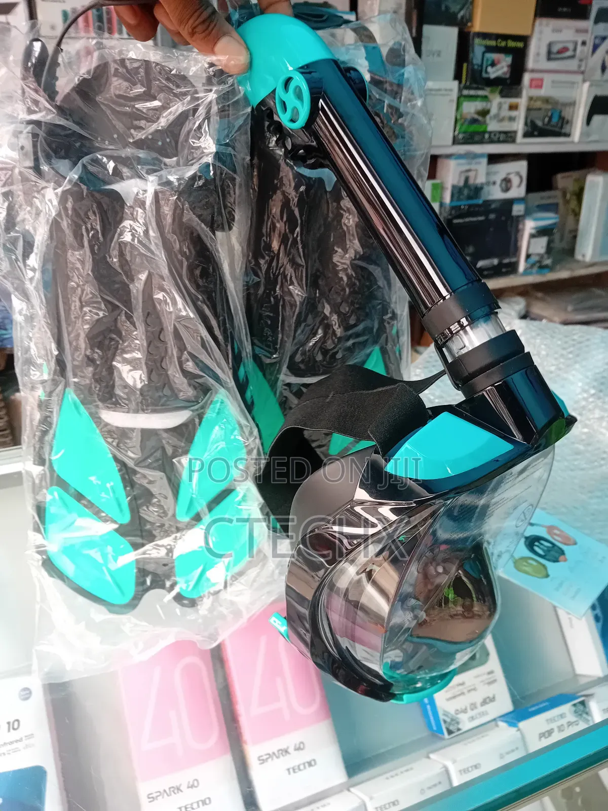Snorkel Set Adult - Full Face Snorkel Mask Adjustable Swim Fins 180°
