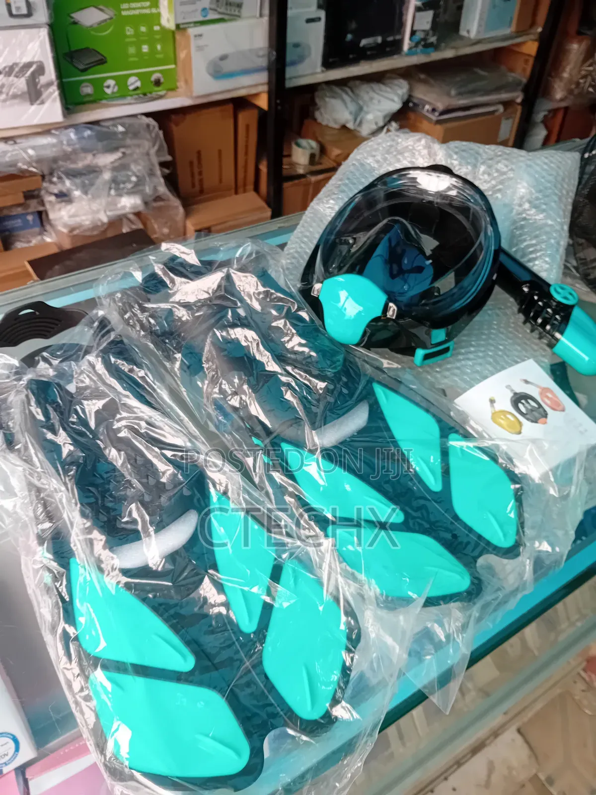 Snorkel Set Adult - Full Face Snorkel Mask Adjustable Swim Fins 180°