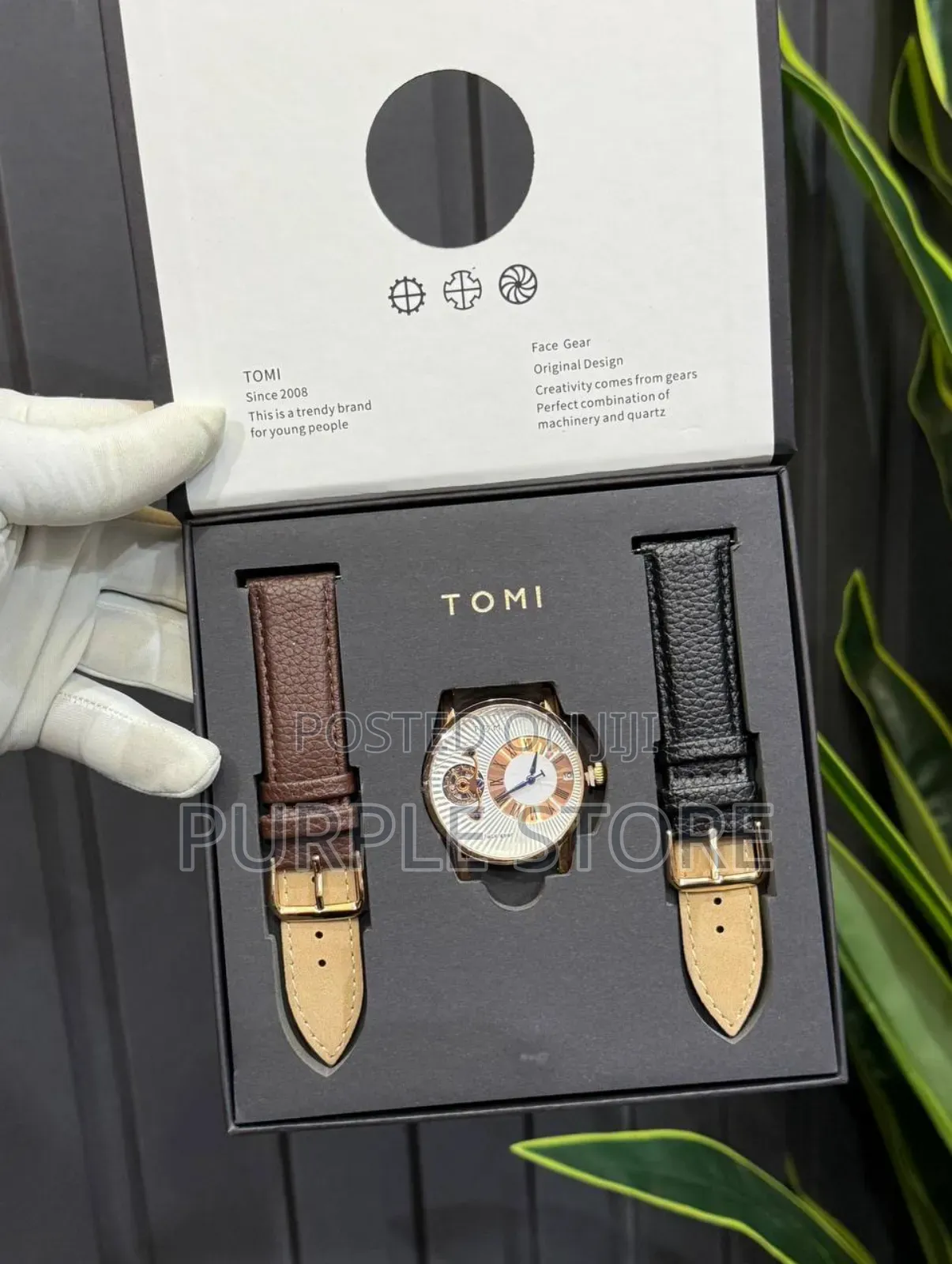 Tomi Face Gear Dual Leather-Watch-for-Men 