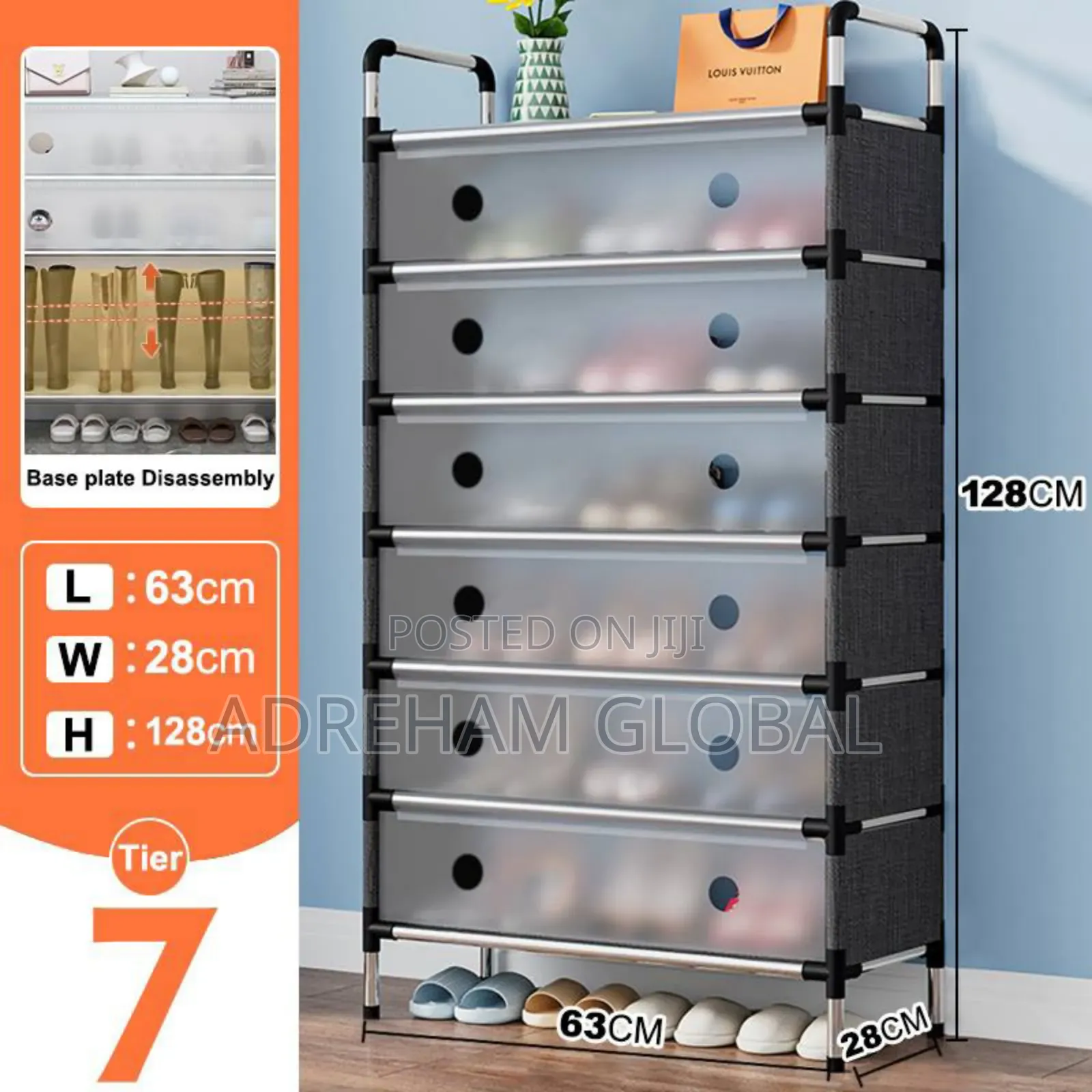 7 Layer Shoe Rack With Cover (Six Shoe Space)