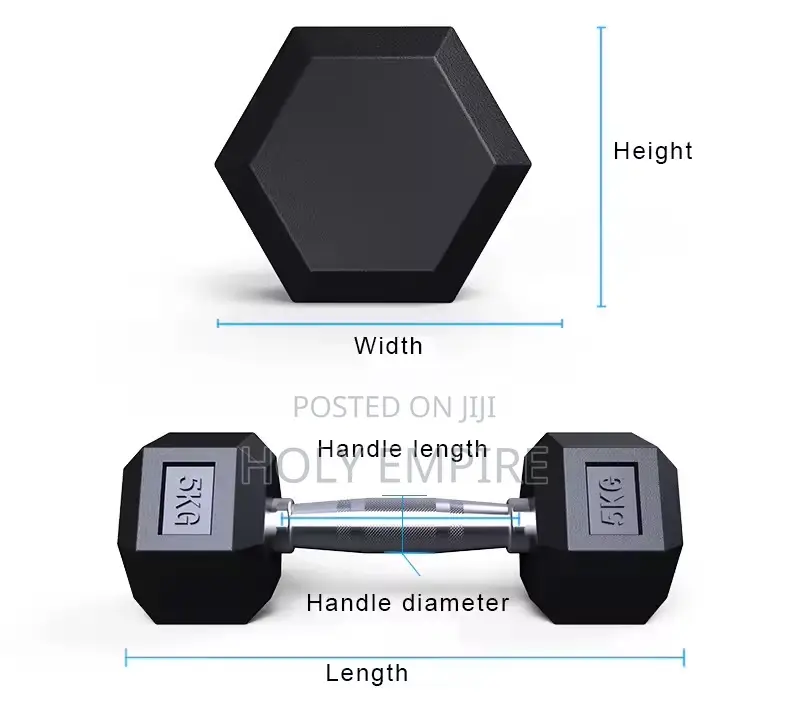 2 Pairs 5kg High-Quality Rubber Hexagonal Dumbbells for Home Gymweight
