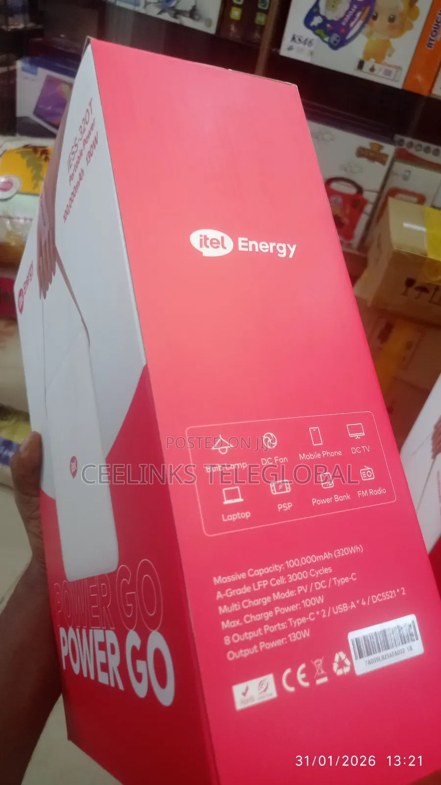Itel Power-go 100000mahh 320wh Lifepo4 Battery 130w