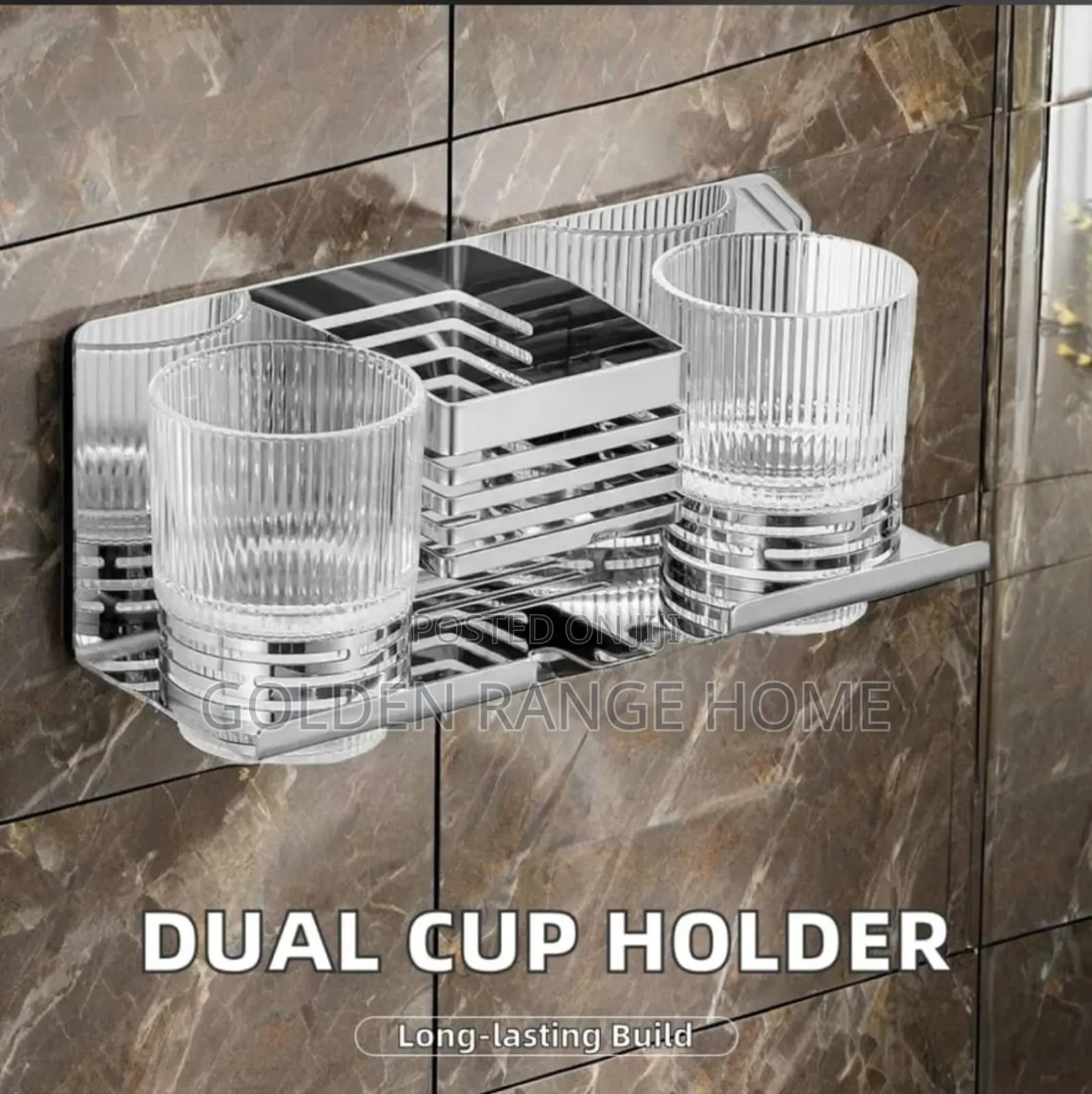 Stainless Steel Double Toothbrush Holder