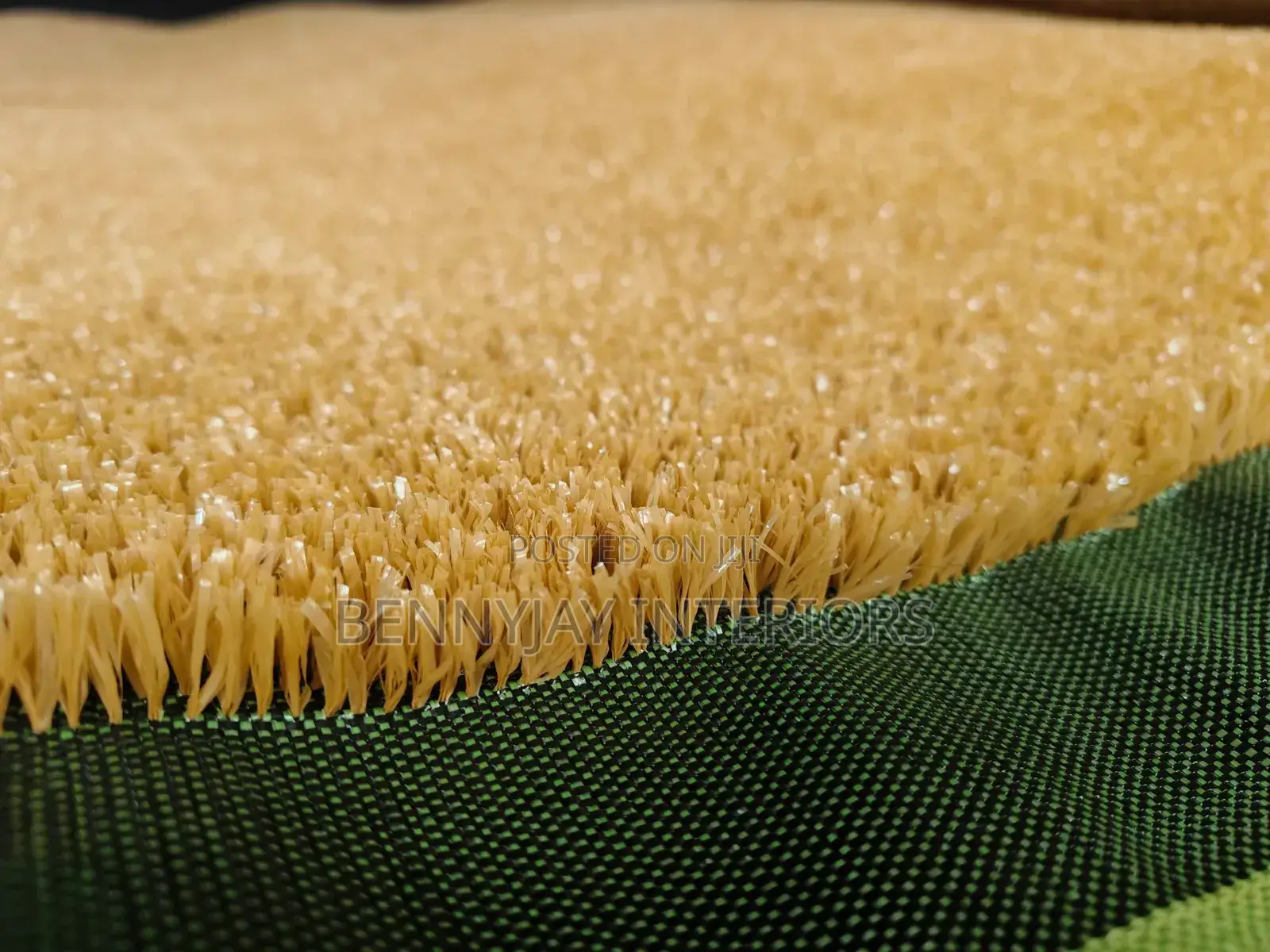 Beige Grass and Black Artificial Grass Carpet