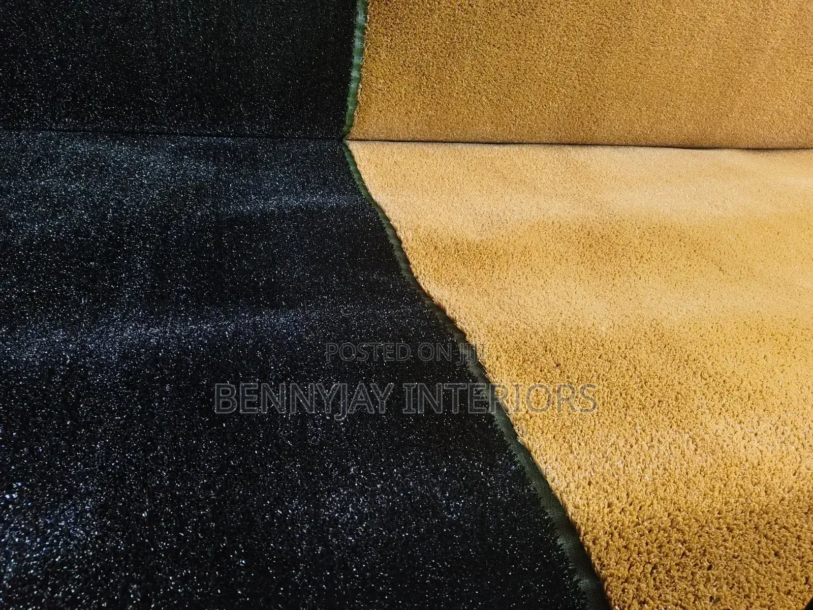 Beige Grass and Black Artificial Grass Carpet
