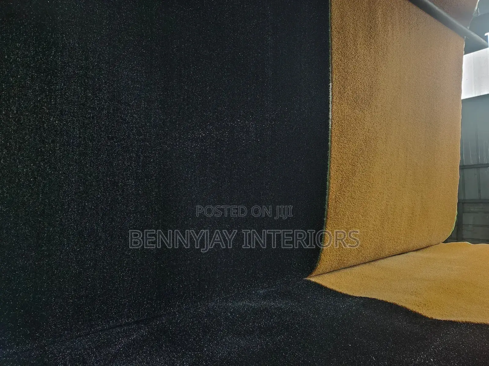 Beige Grass and Black Artificial Grass Carpet