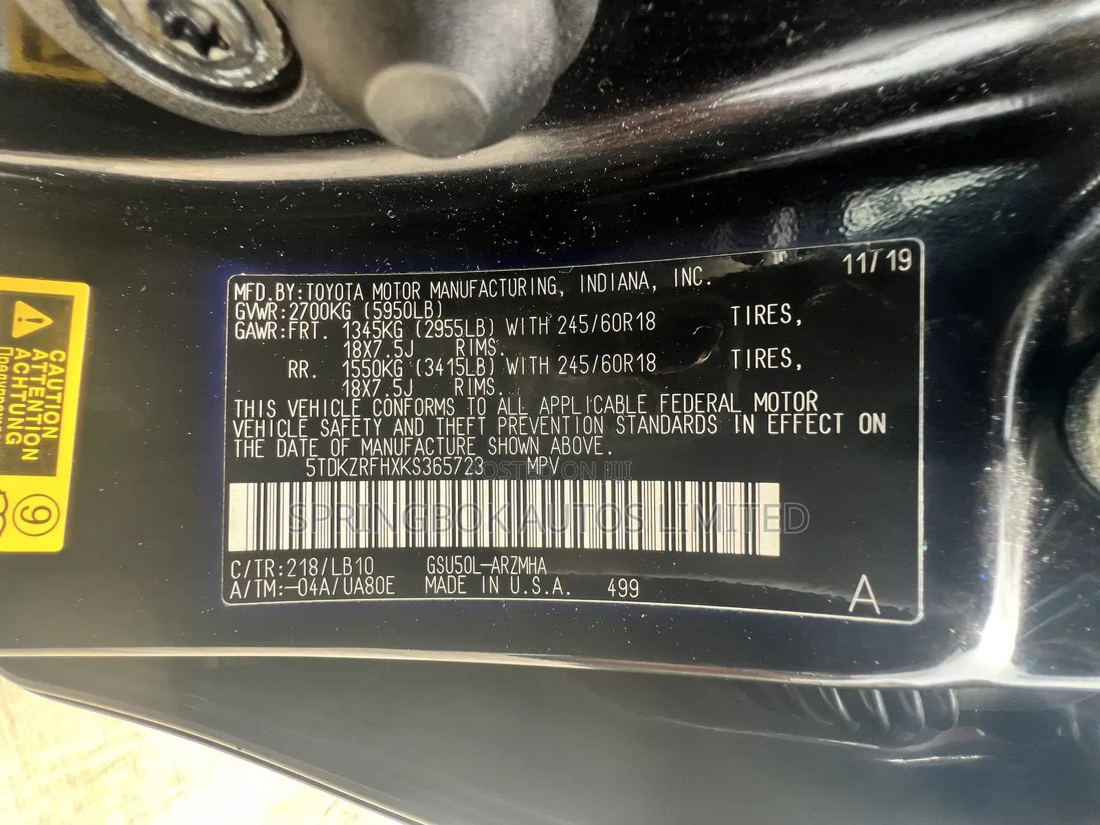 Toyota Highlander XLE 2019 Black