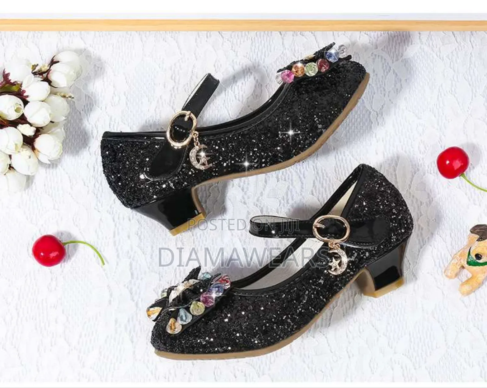 Black Special Occasion Princess Dress Shoe New Arrival Witj Stone