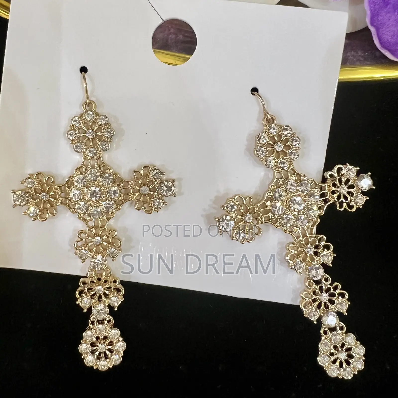 Forever 21 Cross Earrings Diamond Earrings Lady Jewelry Gift