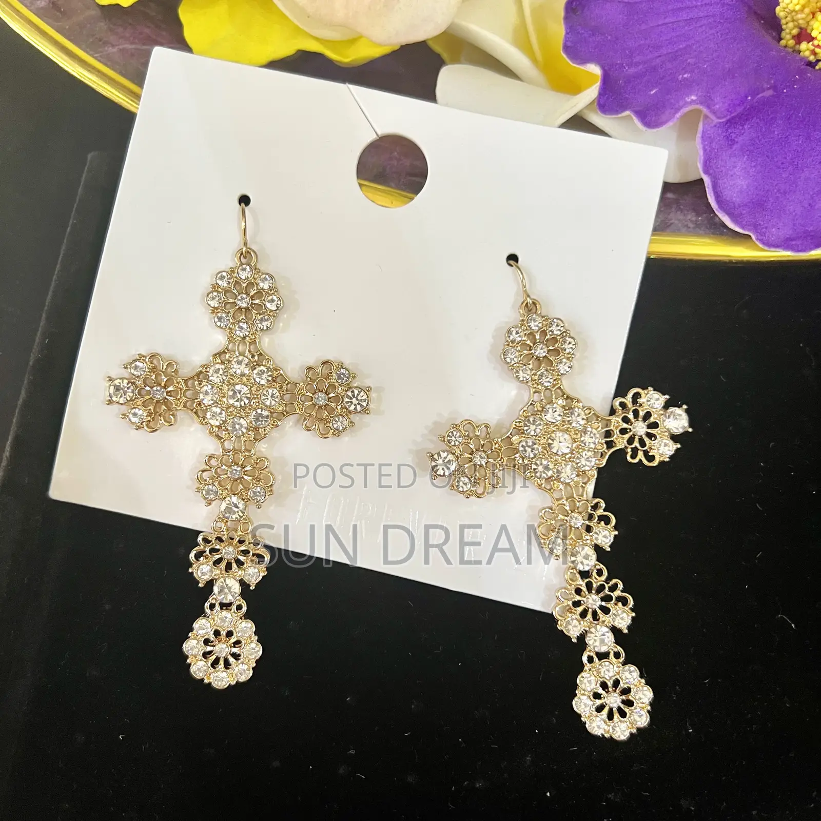 Forever 21 Cross Earrings Diamond Earrings Lady Jewelry Gift