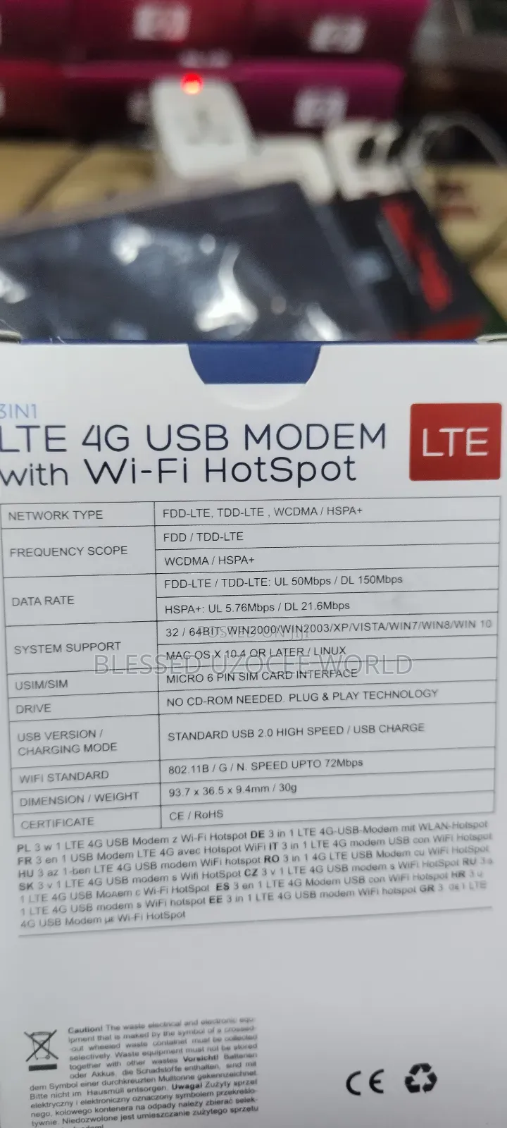 3in1 4glte Usb Modem With Wifi Hotspot 150mbps Connect 10devices Once