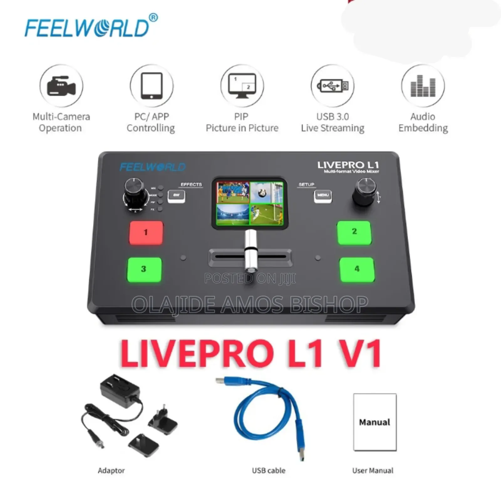New L1 Feelworld Digital Video Switcher Mixer