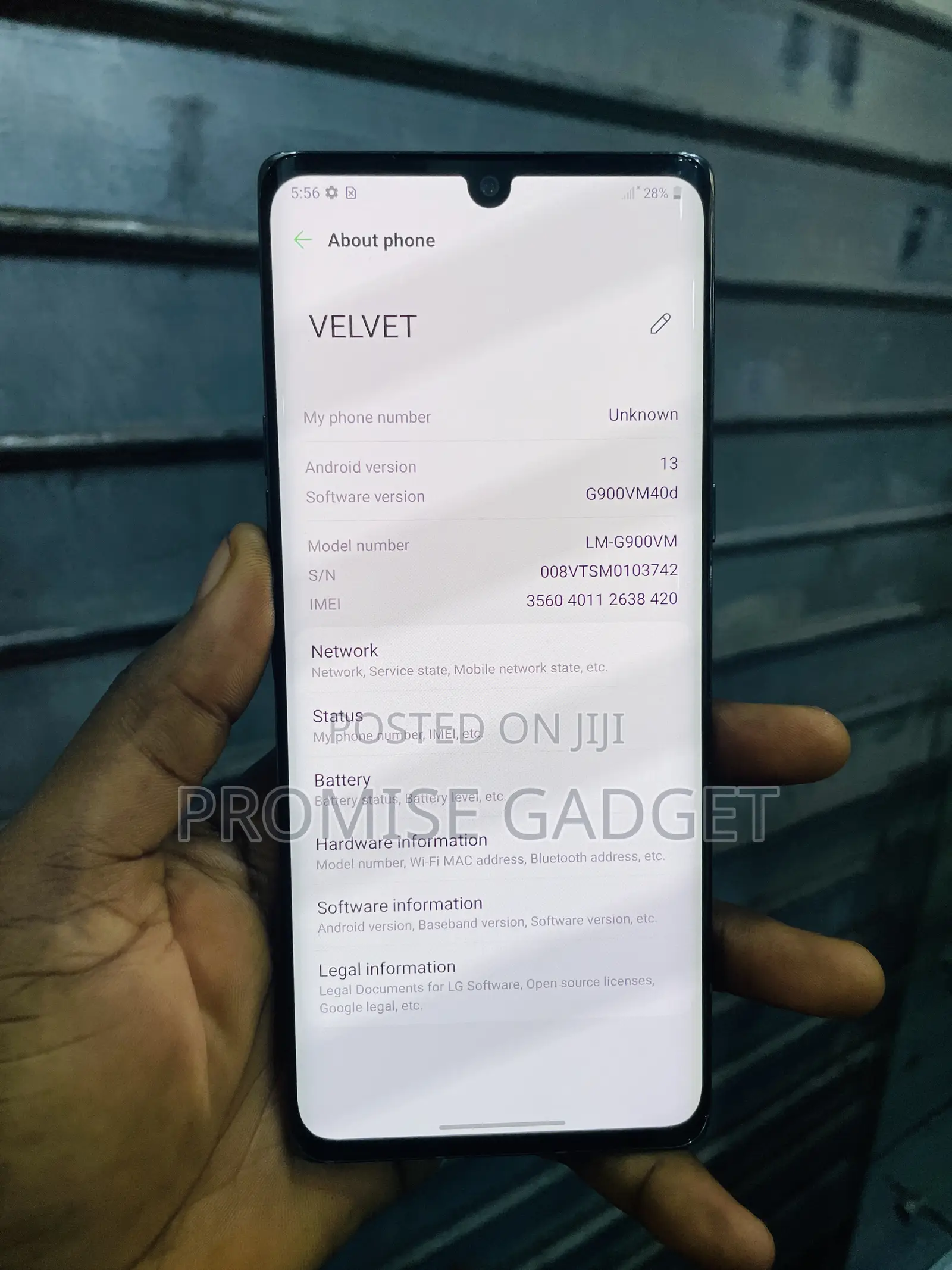 LG Velvet 128 GB Black