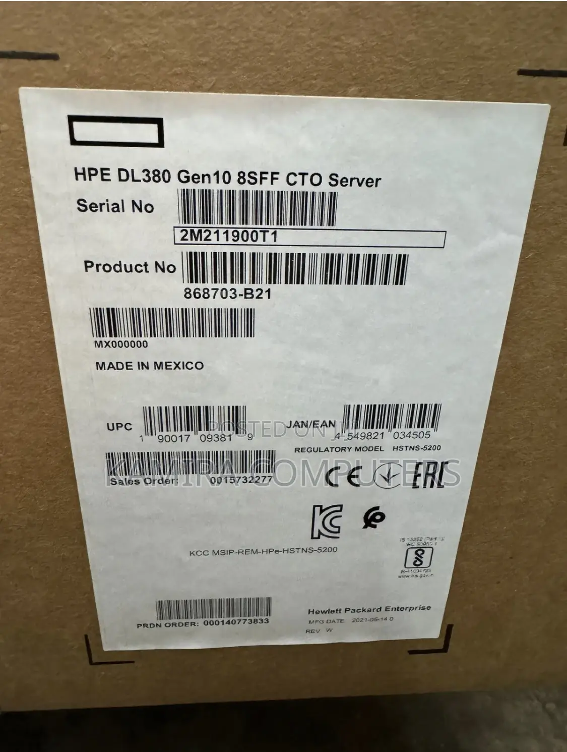 New Server HP ProLiant DL380 Gen10 64GB Intel Xeon HDD 1T