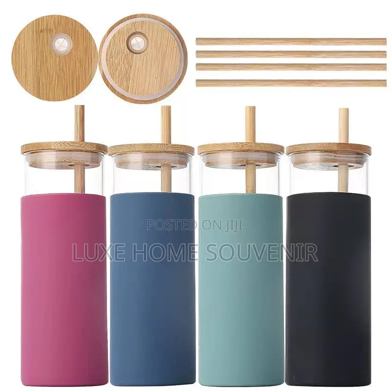 500ml Glass Water Bottle With Straw