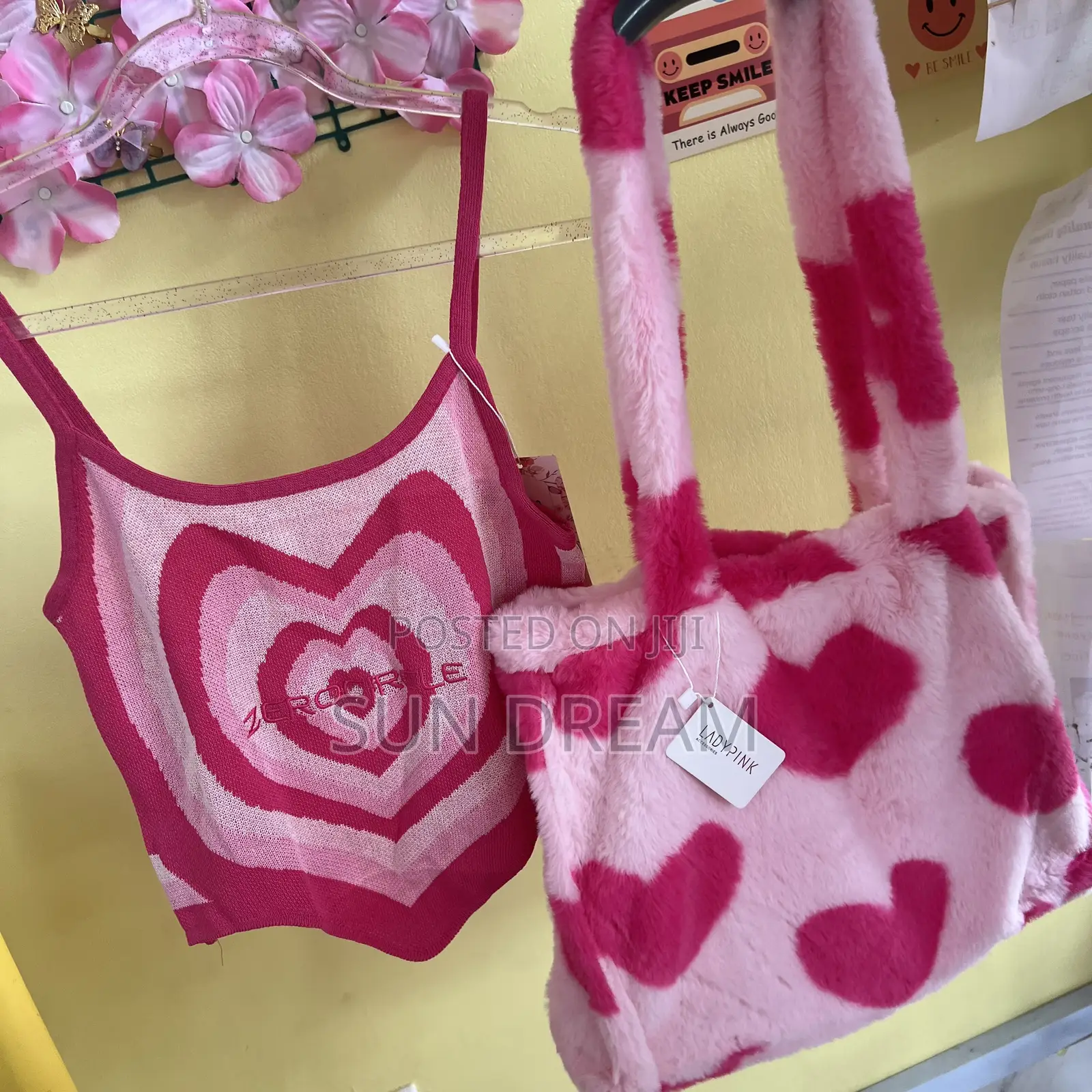 Pink Top and Pink Bag Furry Bag Girl Bags Lady Singlet