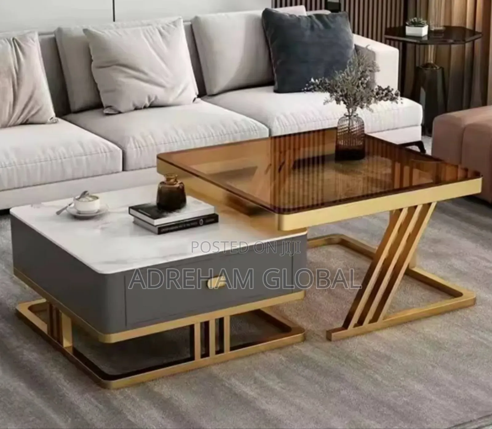 Luxury Rock Slab Center Table Living Room