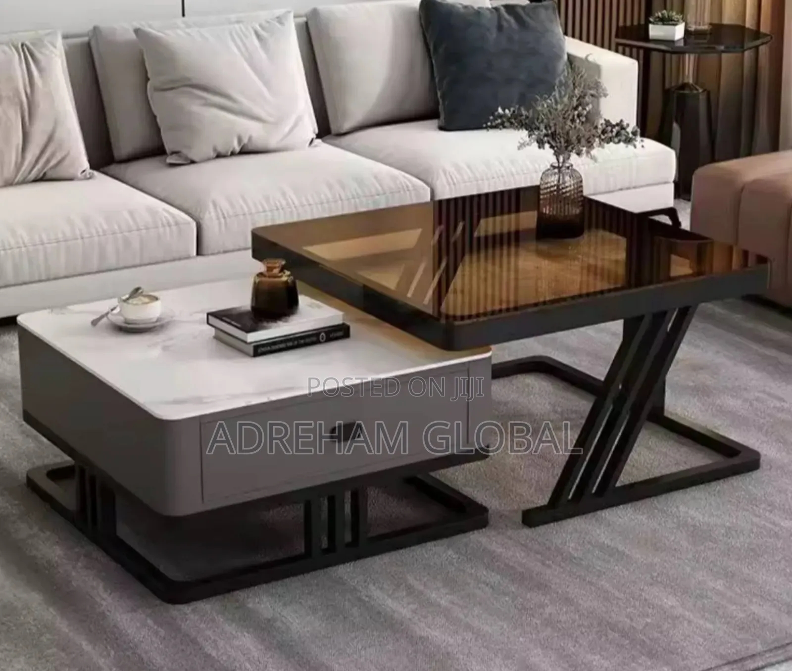 Luxury Rock Slab Center Table Living Room