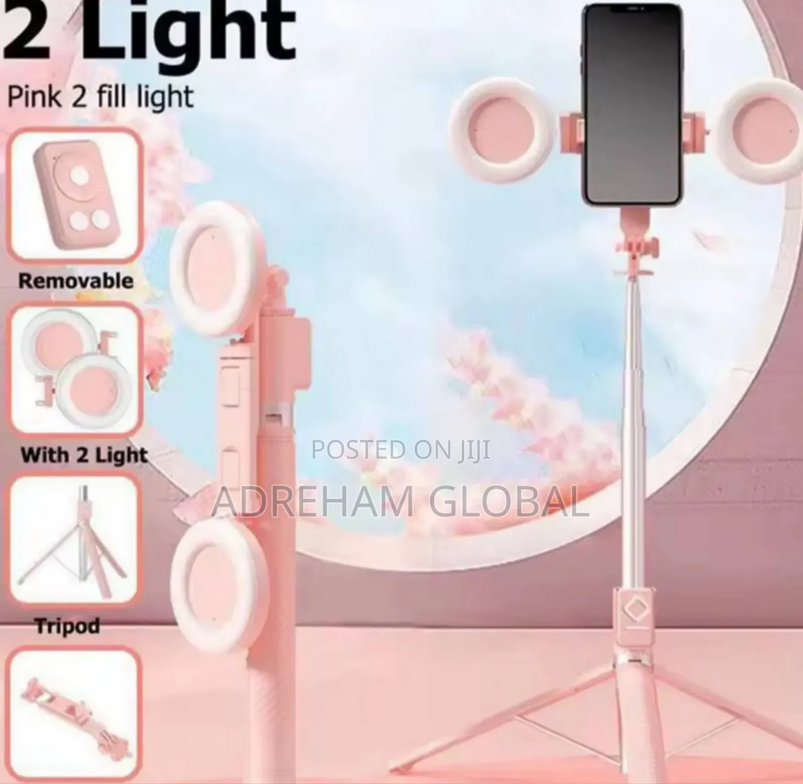 Super Long Selfie Stick Tripod With Light Wireless Bluetooth Remote