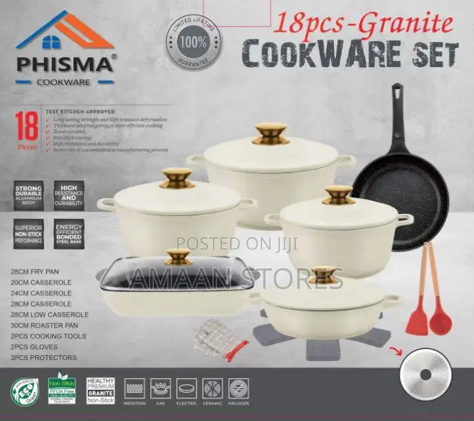 Phisma 18pcs Granite Cookware Set Non-Stick Pots