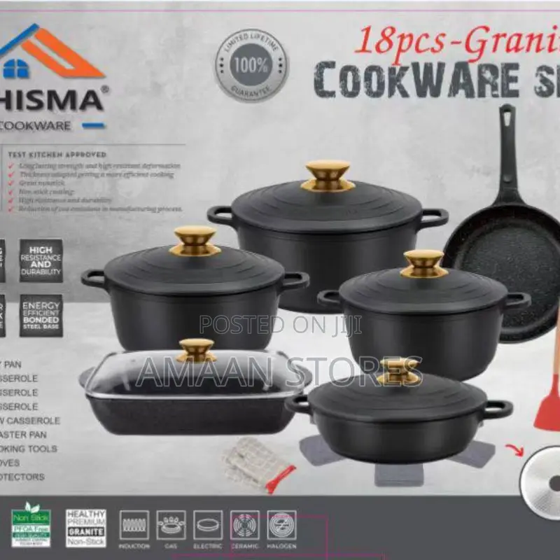 Phisma 18pcs Granite Cookware Set Non-Stick Pots