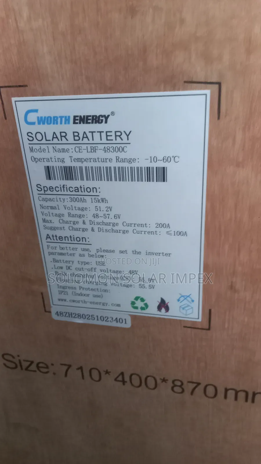 15kwh 51.2v 300acworth Solar Lithium Ion Battery