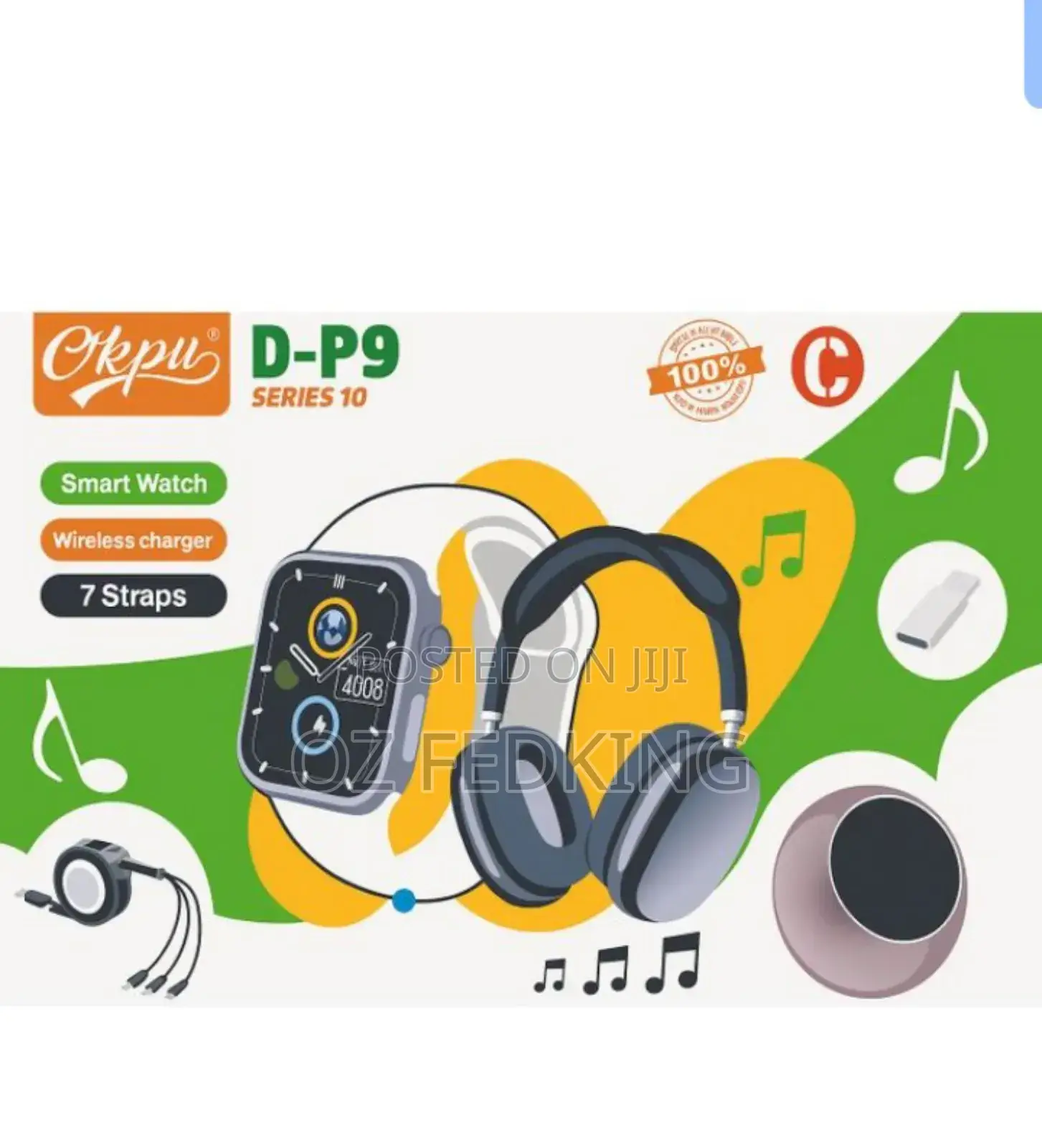 Okpu D-9 Smart Watch 7 Straps Wireless Charger