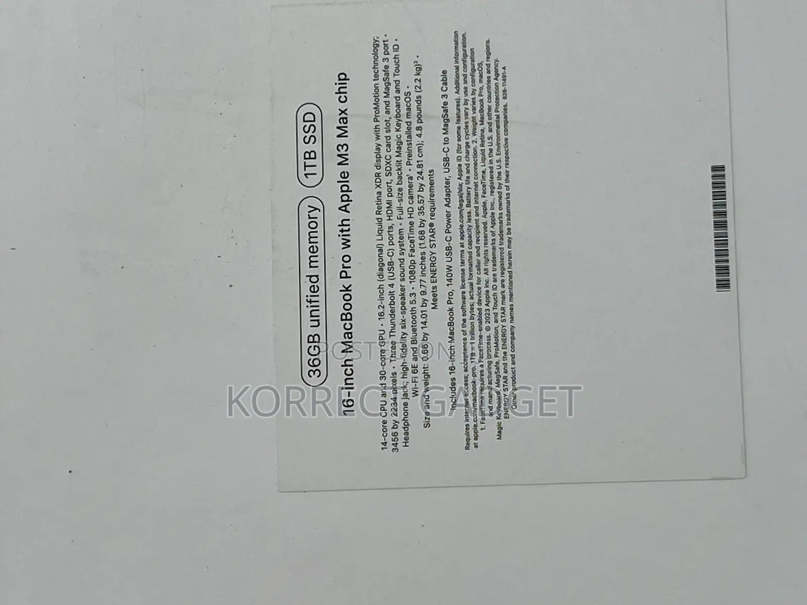 New Apple MacBook Pro 2023 M3 Max 16-inch 36GB Apple M3 Max SSD 1T