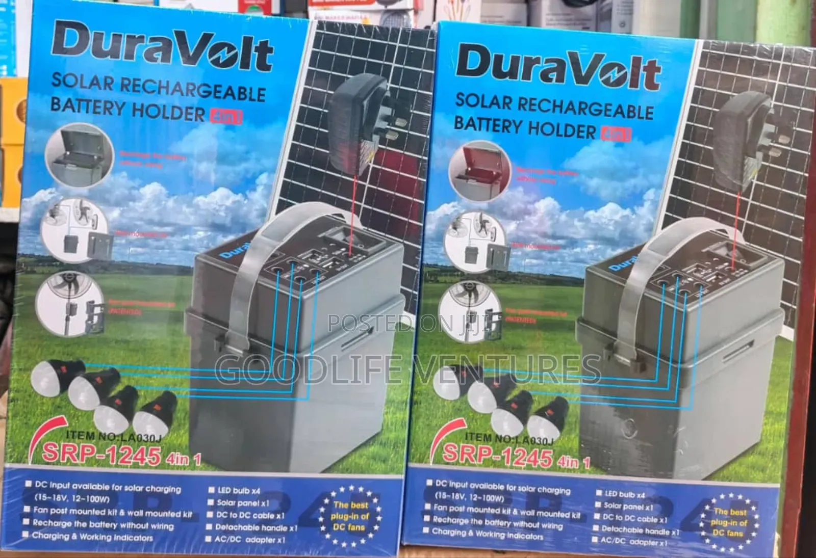 Duravolt 4-in-1 Rechargable Solar Battery Holder