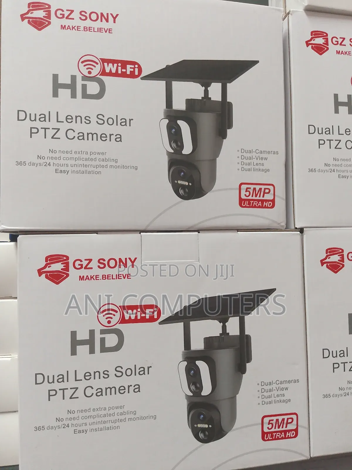 Gz Sony Wifi Hd Ubox Dual Lens Solar PTZ Camera 5mp